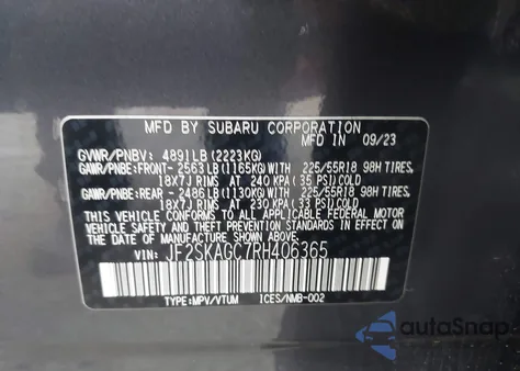 2024 Subaru Forester Sport from USA, damaged, VIN JF2SKAGC7RH406365